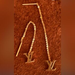 New 14k GP drop threader earrings